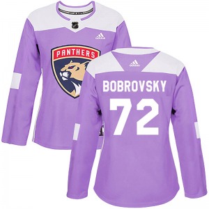 Sergei Bobrovsky Florida Panthers Adidas Women's Authentic Fights Cancer Practice Jersey (Purple)