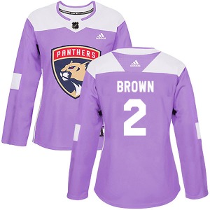 Josh Brown Florida Panthers Adidas Women's Authentic Fights Cancer Practice Jersey (Purple)