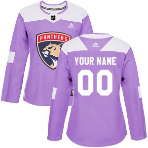 Custom Florida Panthers Adidas Women's Authentic Fights Cancer Practice Jersey (Purple)