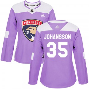 Jonas Johansson Florida Panthers Adidas Women's Authentic Fights Cancer Practice Jersey (Purple)