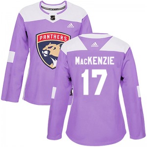 Derek Mackenzie Florida Panthers Adidas Women's Authentic Derek MacKenzie Fights Cancer Practice Jersey (Purple)