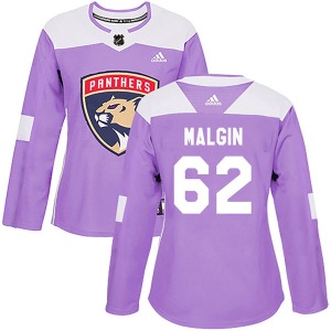 Denis Malgin Florida Panthers Adidas Women's Authentic Fights Cancer Practice Jersey (Purple)