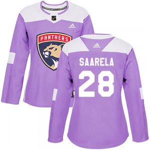 Aleksi Saarela Florida Panthers Adidas Women's Authentic ized Fights Cancer Practice Jersey (Purple)