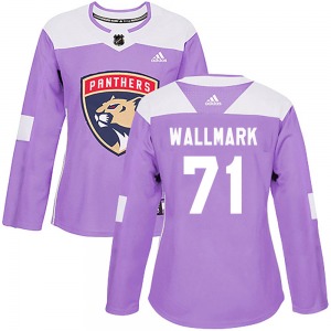 Lucas Wallmark Florida Panthers Adidas Women's Authentic Fights Cancer Practice Jersey (Purple)