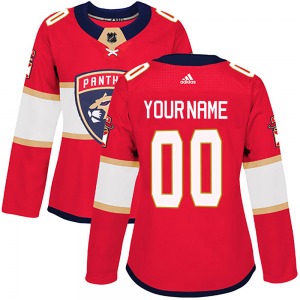 Custom Florida Panthers Adidas Women's Authentic Home Jersey (Red)