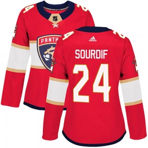 Justin Sourdif Florida Panthers Adidas Women's Authentic Home Jersey (Red)