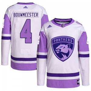 Jay Bouwmeester Florida Panthers Adidas Authentic Hockey Fights Cancer Primegreen Jersey (White/Purple)