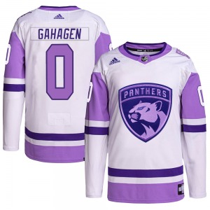 Parker Gahagen Florida Panthers Adidas Authentic Hockey Fights Cancer Primegreen Jersey (White/Purple)