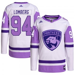 Ryan Lomberg Florida Panthers Adidas Authentic Hockey Fights Cancer Primegreen Jersey (White/Purple)