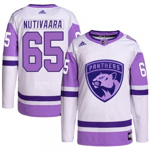 Markus Nutivaara Florida Panthers Adidas Authentic Hockey Fights Cancer Primegreen Jersey (White/Purple)