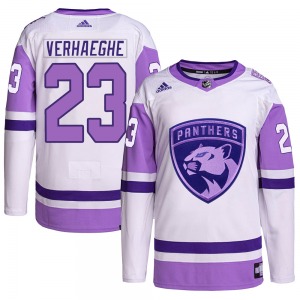 Carter Verhaeghe Florida Panthers Adidas Authentic Hockey Fights Cancer Primegreen Jersey (White/Purple)