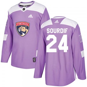Justin Sourdif Florida Panthers Adidas Authentic Fights Cancer Practice Jersey (Purple)