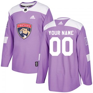 Custom Florida Panthers Adidas Youth Authentic Custom Fights Cancer Practice Jersey (Purple)