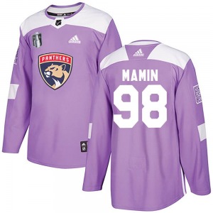 Maxim Mamin Florida Panthers Adidas Authentic Fights Cancer Practice 2023 Stanley Cup Final Jersey (Purple)