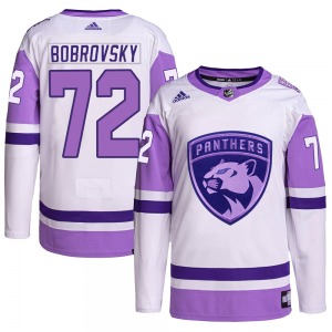 Sergei Bobrovsky Florida Panthers Adidas Youth Authentic Hockey Fights Cancer Primegreen Jersey (White/Purple)