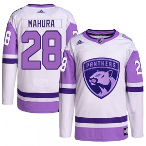 Josh Mahura Florida Panthers Adidas Youth Authentic Hockey Fights Cancer Primegreen Jersey (White/Purple)