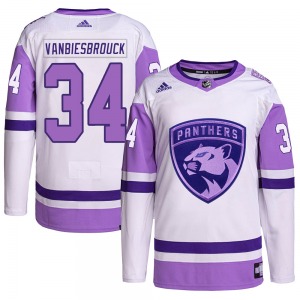 John Vanbiesbrouck Florida Panthers Adidas Youth Authentic Hockey Fights Cancer Primegreen Jersey (White/Purple)