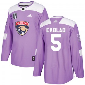 Aaron Ekblad Florida Panthers Adidas Youth Authentic Fights Cancer Practice 2023 Stanley Cup Final Jersey (Purple)
