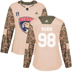 Maxim Mamin Florida Panthers Adidas Women's Authentic Veterans Day Practice 2023 Stanley Cup Final Jersey (Camo)