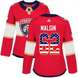 Denis Malgin Florida Panthers Adidas Women's Authentic USA Flag Fashion Jersey (Red)